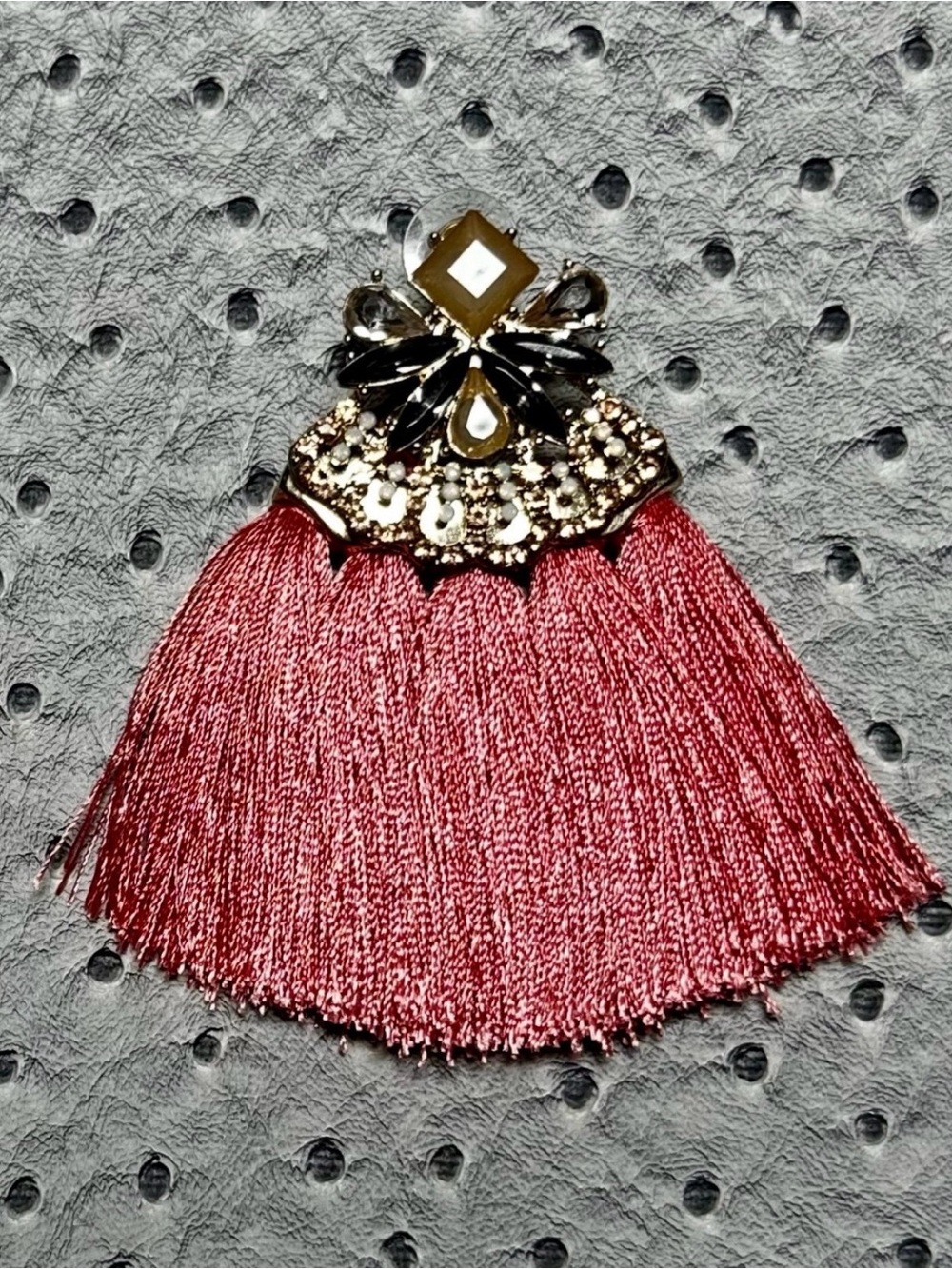 Pink Jeweled Tassel Earrings
